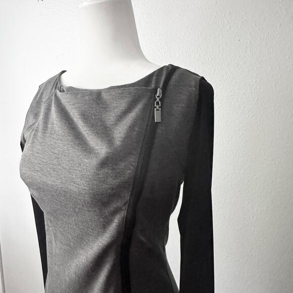 Laundry‎ by Shelli Segal Long Sleeve Moto Mini Dress Women's Size 6 gray black - Picture 3 of 14